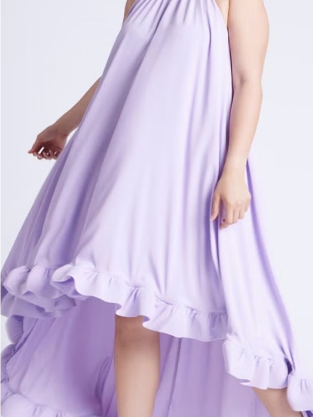 Eloquii Lavender Halter Ruffle High-Low Dress